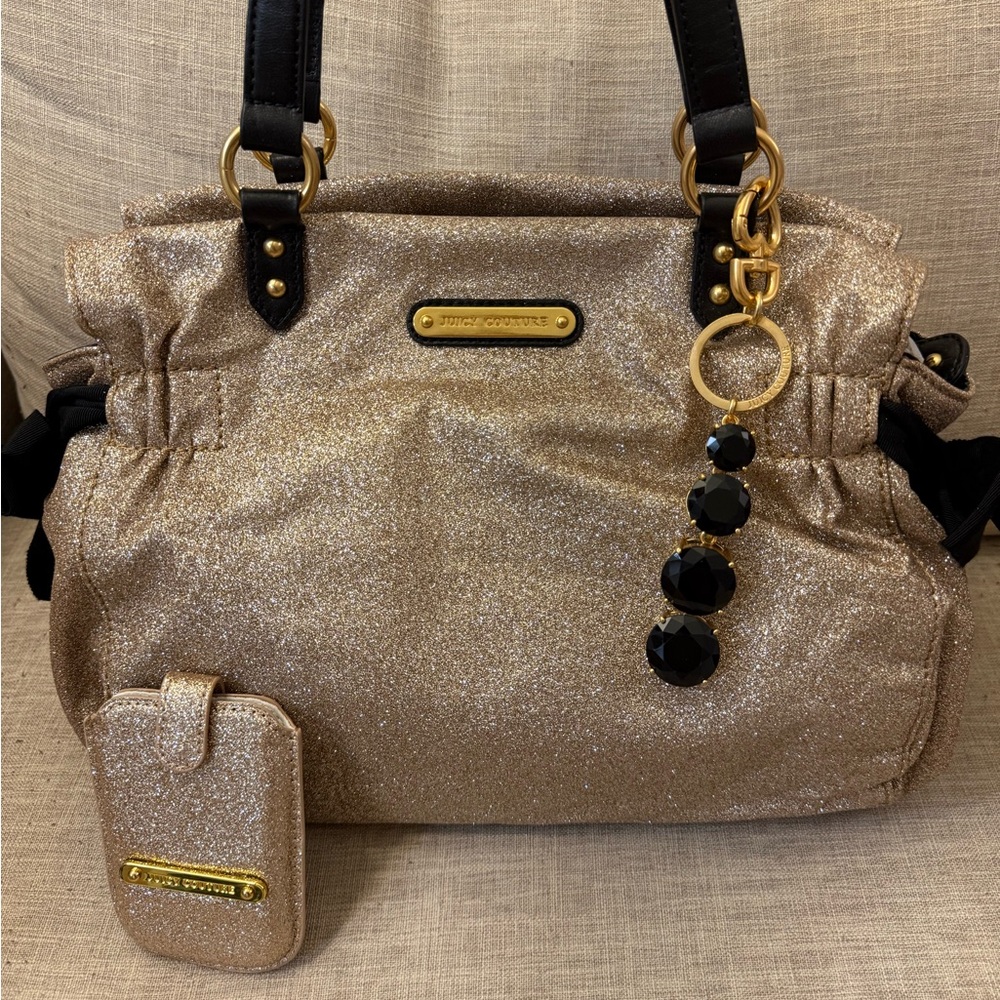 Juicy Couture Daydreamer Tote Bag with Charm - Stardust Glitter